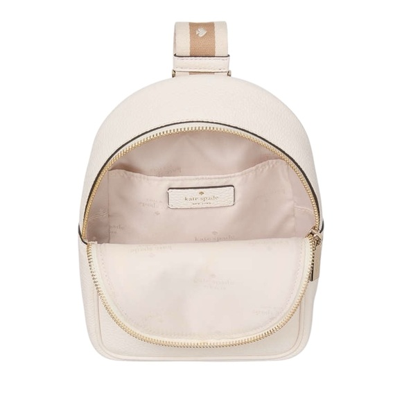 Retail $379 Kate Spade Emma Backpack Ivory Pebbled Leather Gold Spade NWT - Picture 5 of 5
